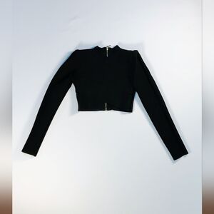 Black Long-Sleeve Cropped Jacket